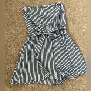 Blue and white stripe romper